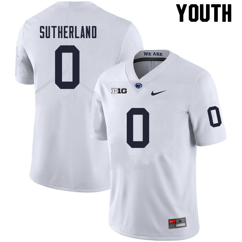 NCAA Nike Youth Penn State Nittany Lions Jonathan Sutherland #0 College Football Authentic White Stitched Jersey FIQ6298TU